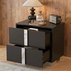Table de chevet élégante et moderne à 2 tiroirs avec accents miroirs