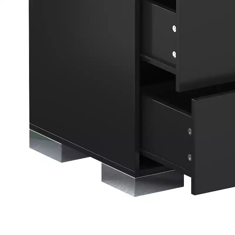 Table de chevet élégante et moderne à 2 tiroirs avec accents miroirs