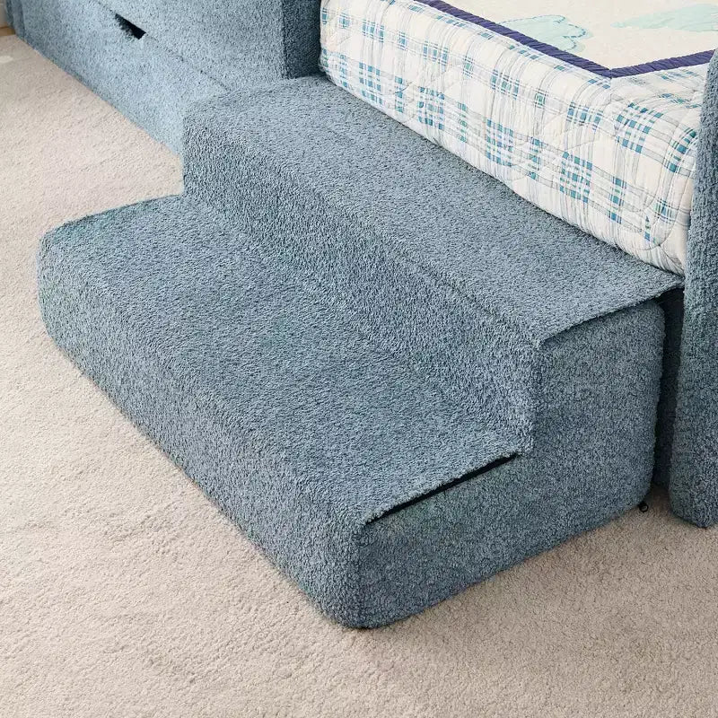 Cadre de lit plateforme pour enfant taille jumeau Lit pour tout-petit avec barrière de sécurité et tiroir de rangement