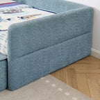 Cadre de lit plateforme pour enfant taille jumeau Lit pour tout-petit avec barrière de sécurité et tiroir de rangement