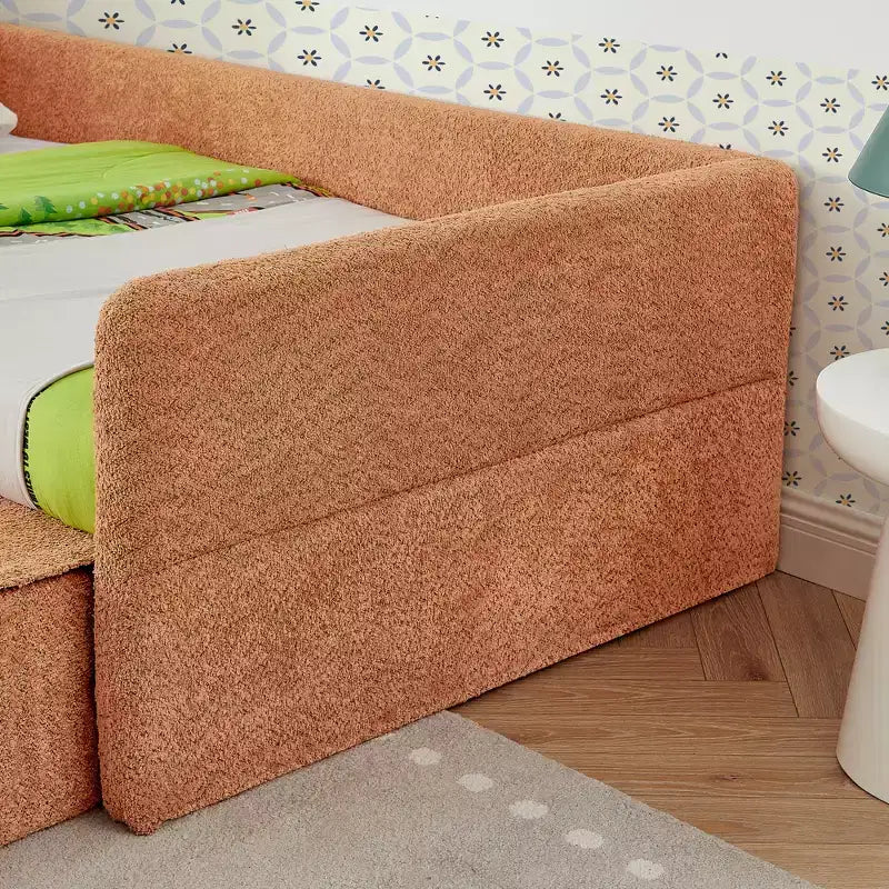 Cadre de lit plateforme pour enfant taille jumeau Lit pour tout-petit avec barrière de sécurité et tiroir de rangement