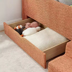 Cadre de lit plateforme pour enfant taille jumeau Lit pour tout-petit avec barrière de sécurité et tiroir de rangement