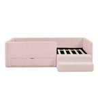 Cadre de lit plateforme pour enfant taille jumeau Lit pour tout-petit avec barrière de sécurité et tiroir de rangement