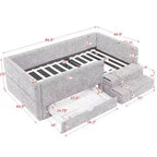 Cadre de lit plateforme pour enfant taille jumeau Lit pour tout-petit avec barrière de sécurité et tiroir de rangement