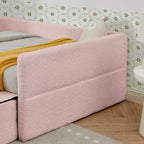 Cadre de lit plateforme pour enfant taille jumeau Lit pour tout-petit avec barrière de sécurité et tiroir de rangement