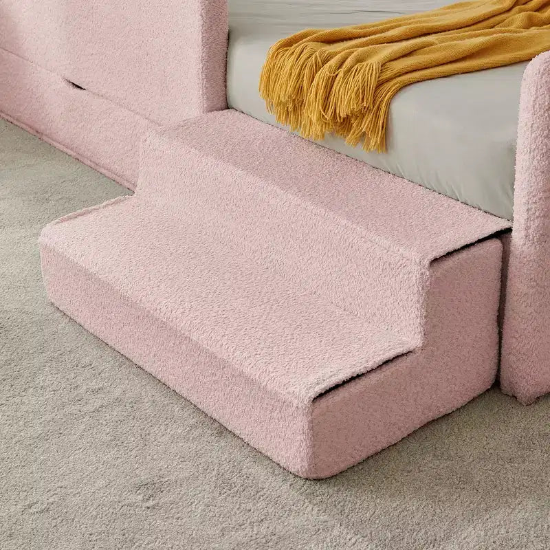 Cadre de lit plateforme pour enfant taille jumeau Lit pour tout-petit avec barrière de sécurité et tiroir de rangement