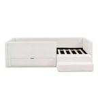 Cadre de lit plateforme pour enfant taille jumeau Lit pour tout-petit avec barrière de sécurité et tiroir de rangement