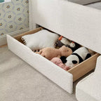 Cadre de lit plateforme pour enfant taille jumeau Lit pour tout-petit avec barrière de sécurité et tiroir de rangement