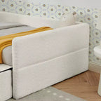 Cadre de lit plateforme pour enfant taille jumeau Lit pour tout-petit avec barrière de sécurité et tiroir de rangement