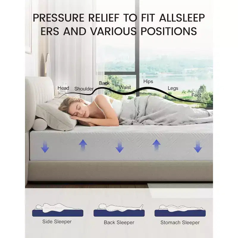 Matelas en mousse à mémoire de forme Soutien ferme moyen Gel rafraîchissant et Soulagement des maux de dos