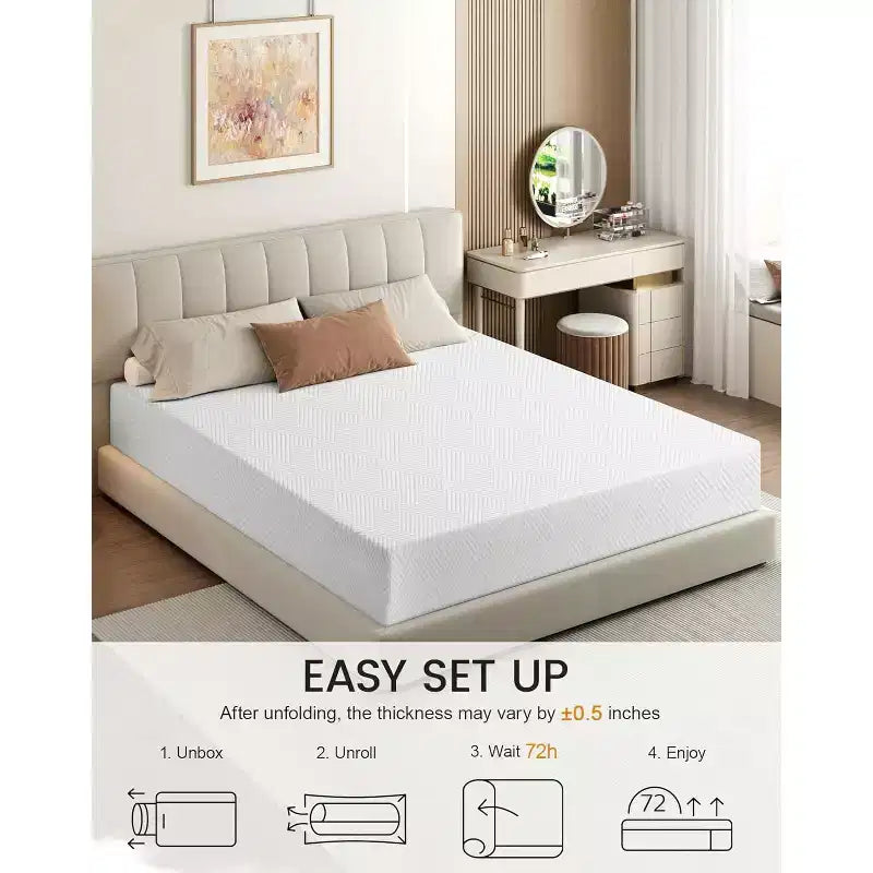 Matelas en mousse à mémoire de forme Soutien ferme moyen Gel rafraîchissant et Soulagement des maux de dos