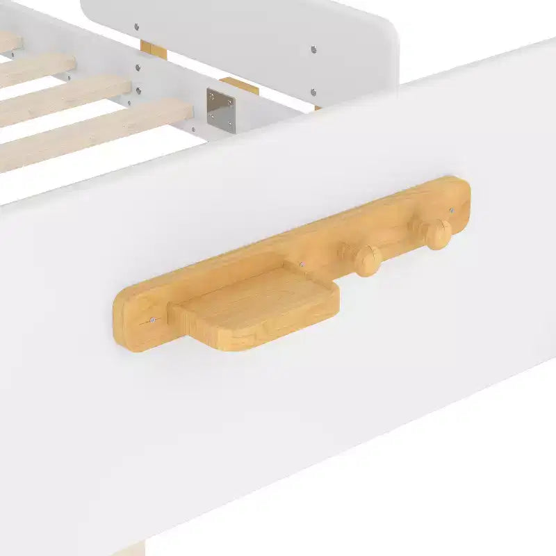 Lit plateforme avec tiroirs de rangement Cadre de lit en bois massif Garde-corps