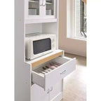 Meuble de rangement de cuisine autoportant avec espace ouvert pour micro-ondes blanc