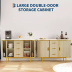 Bahut Buffet avec portes coulissantes et panneaux ondulés