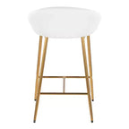 Tabourets de bar hauteur comptoir, structure en métal doré/similicuir blanc