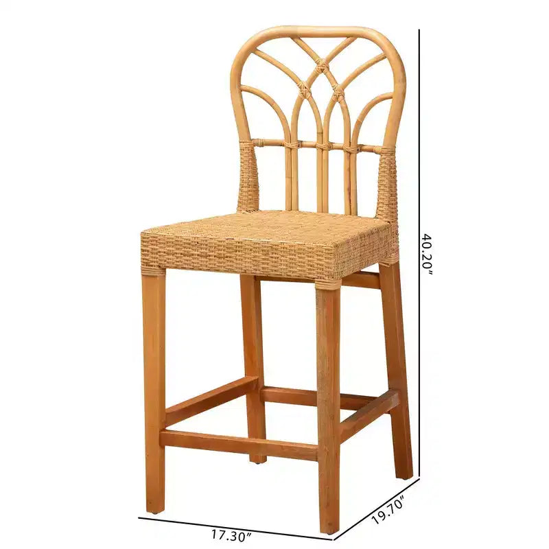 Tabouret de bar hauteur comptoir, cadre acajou