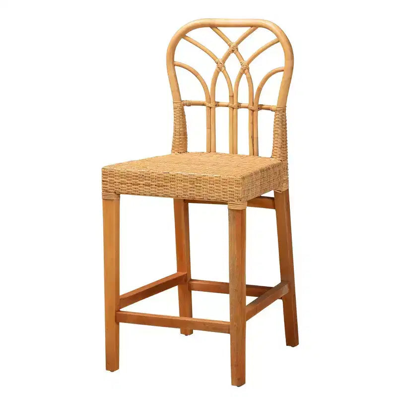 Tabouret de bar hauteur comptoir, cadre acajou
