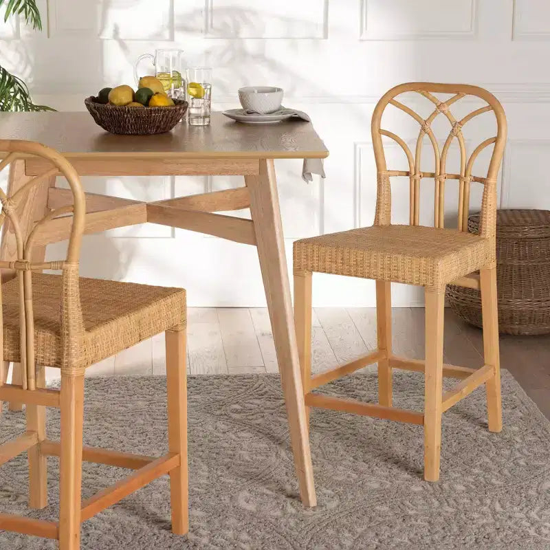 Tabouret de bar hauteur comptoir, cadre acajou