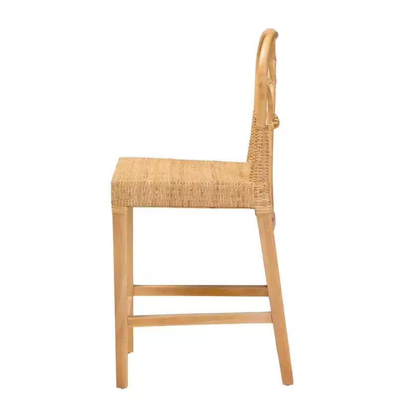 Tabouret de bar hauteur comptoir, cadre acajou