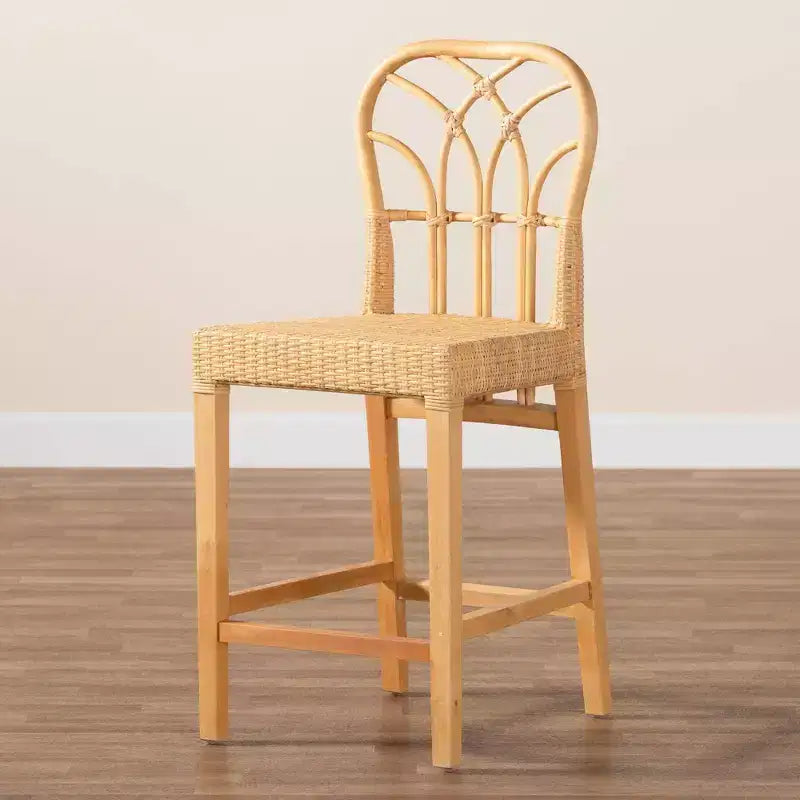 Tabouret de bar hauteur comptoir, cadre acajou