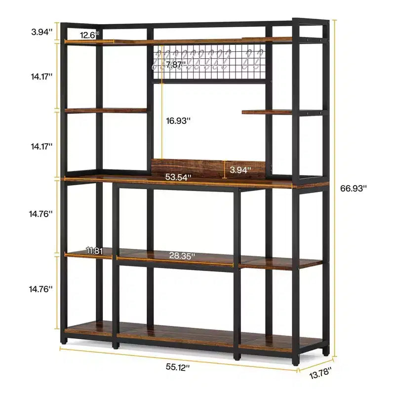 Étagère de Rangement 5 Niveaux avec Support de Boulanger Brun/Noir