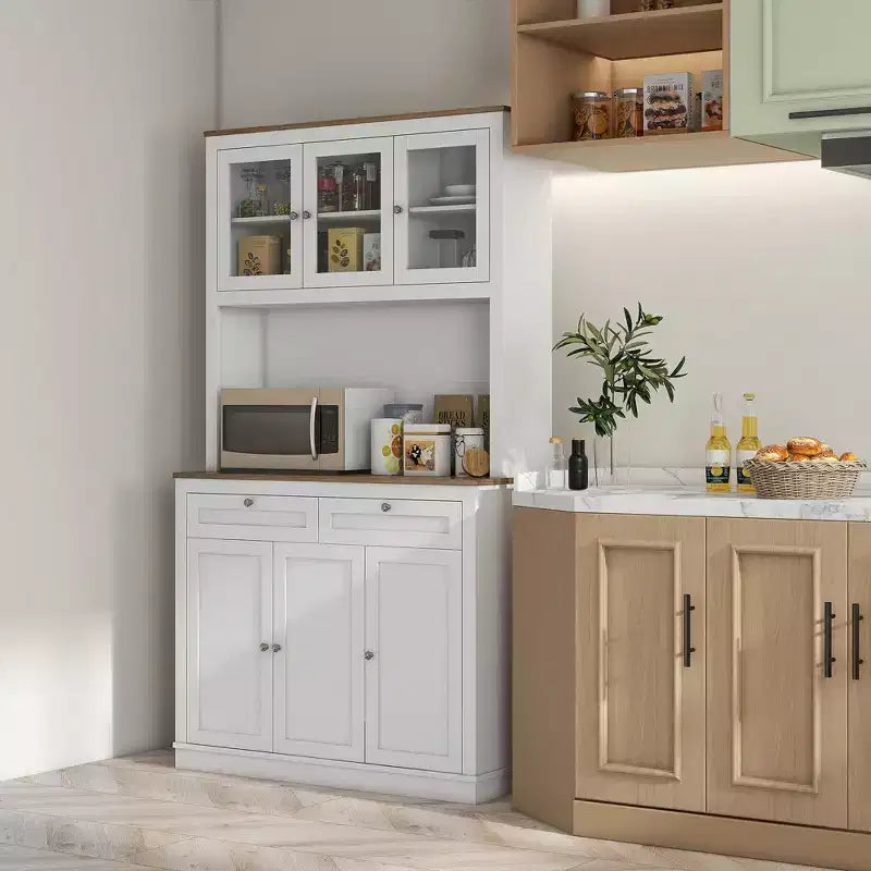 Meuble de rangement pour garde-manger de cuisine avec 2 tiroirs Meuble micro-ondes