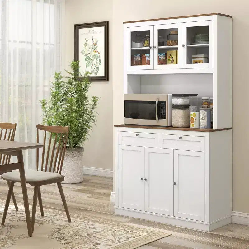 Meuble de rangement pour garde-manger de cuisine avec 2 tiroirs Meuble micro-ondes