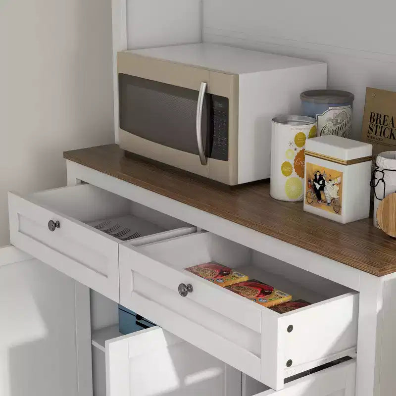 Meuble de rangement pour garde-manger de cuisine avec 2 tiroirs Meuble micro-ondes