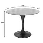 Table à manger ronde - Plateau en pierre frittée avec piédestal noir moderne Table d'appoint