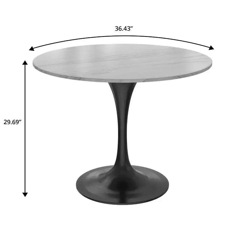 Table à manger ronde - Plateau en pierre frittée avec piédestal noir moderne Table d'appoint