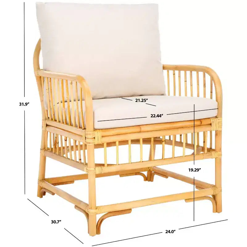 Fauteuil d'appoint avec coussin blanc/naturel