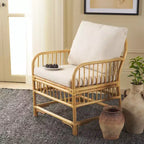 Fauteuil d'appoint avec coussin blanc/naturel