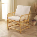 Fauteuil d'appoint avec coussin blanc/naturel