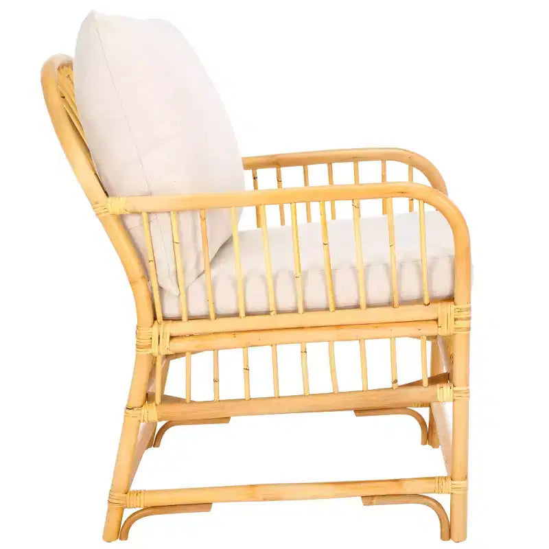 Fauteuil d'appoint avec coussin blanc/naturel
