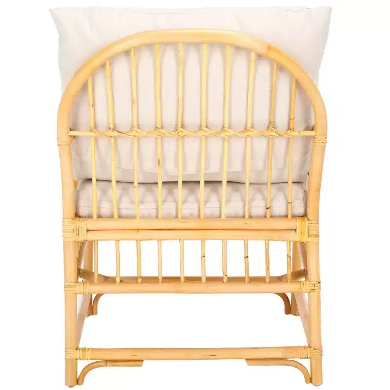 Fauteuil d'appoint avec coussin blanc/naturel
