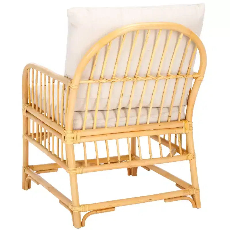 Fauteuil d'appoint avec coussin blanc/naturel