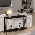Console 2 Niveaux pour Entrée avec Rangement Noir/Marron/Gris