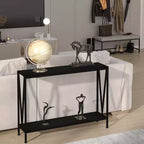 Console 2 Niveaux pour Entrée avec Rangement Noir/Marron/Gris