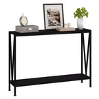 Console 2 Niveaux pour Entrée avec Rangement Noir/Marron/Gris