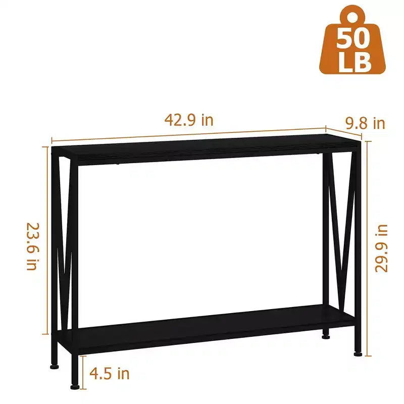 Console 2 Niveaux pour Entrée avec Rangement Noir/Marron/Gris