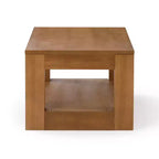Table basse rectangulaire moderne avec étagère, en bois massif avec rangement