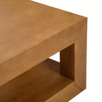 Table basse rectangulaire moderne avec étagère, en bois massif avec rangement