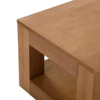 Table basse rectangulaire moderne avec étagère, en bois massif avec rangement