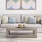 Table basse rectangulaire moderne avec étagère, en bois massif avec rangement