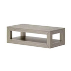 Table basse rectangulaire moderne avec étagère, en bois massif avec rangement