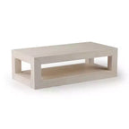 Table basse rectangulaire moderne avec étagère, en bois massif avec rangement