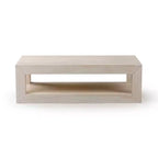 Table basse rectangulaire moderne avec étagère, en bois massif avec rangement