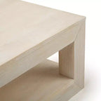 Table basse rectangulaire moderne avec étagère, en bois massif avec rangement