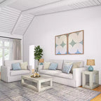 Table basse rectangulaire moderne avec étagère, en bois massif avec rangement