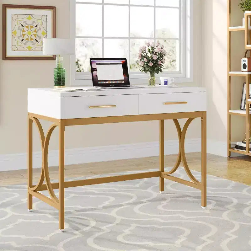 Bureau informatique avec 2 tiroirs